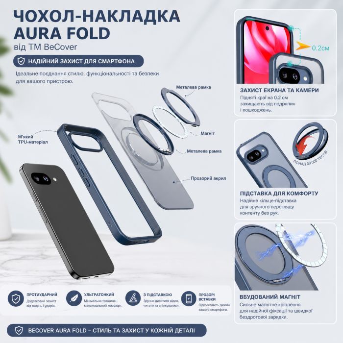 Чехол для мобильного телефона BeCover Aura Fold Google Pixel 9a Blue (715666) изображение 8