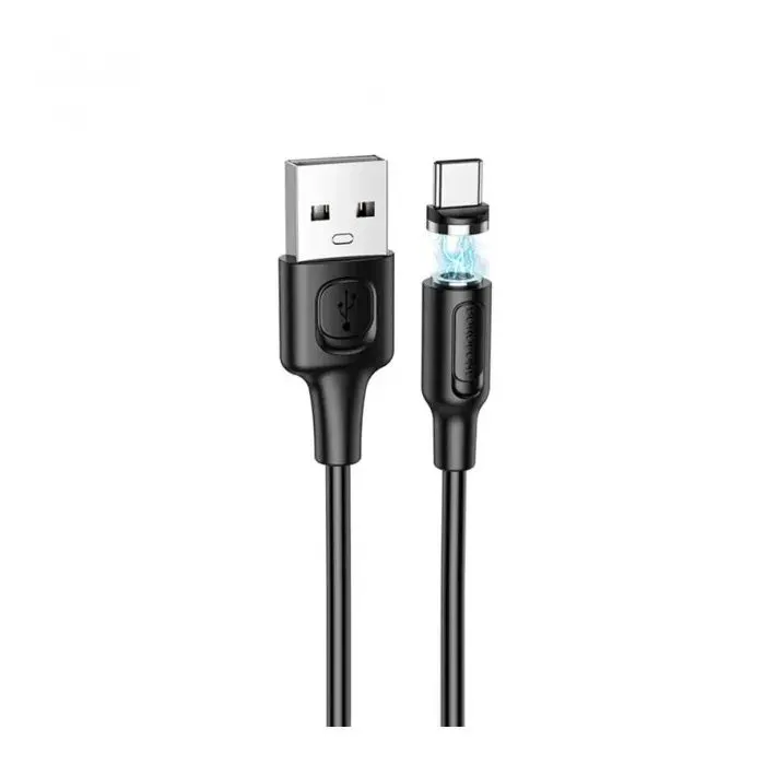Дата кабель USB 2.0 AM to USB-C 1.0m 2.4A magnetic BX41 black BOROFONE (6931474738462)