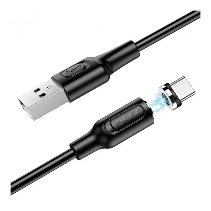 Дата кабель USB 2.0 AM to USB-C 1.0m 2.4A magnetic BX41 black BOROFONE (6931474738462) изображение 3