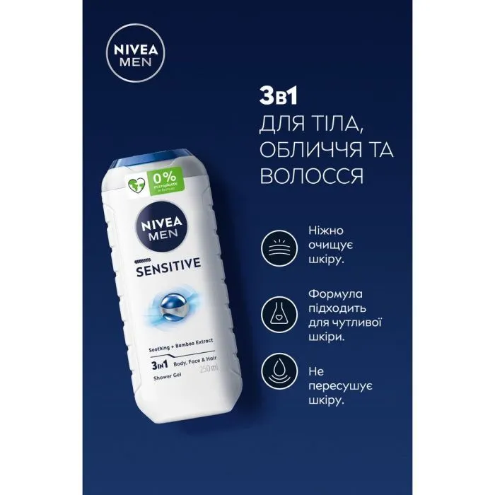 Гель для душа Nivea MEN Sensitive Shower Gel 250 мл (4005900048059) изображение 4