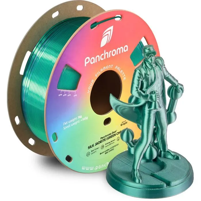 Пластик для 3D-принтера Polymaker PLA PANCHROMA DUAL SILK 1,75mm 1kg Green-Chrome (CA03028) зображення 4