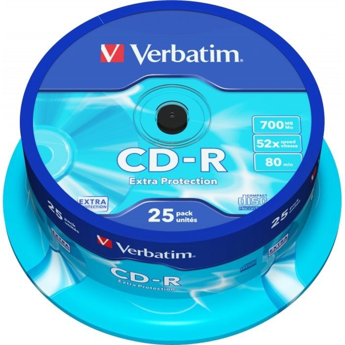 Диск CD Verbatim CD-R 700Mb 52x Cake box 25шт Extra (43432)