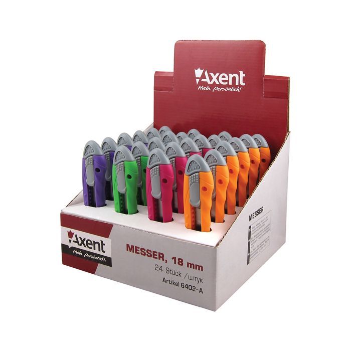 Ніж канцелярський Axent 18мм, display (assorted colors) (6402-А) зображення 2