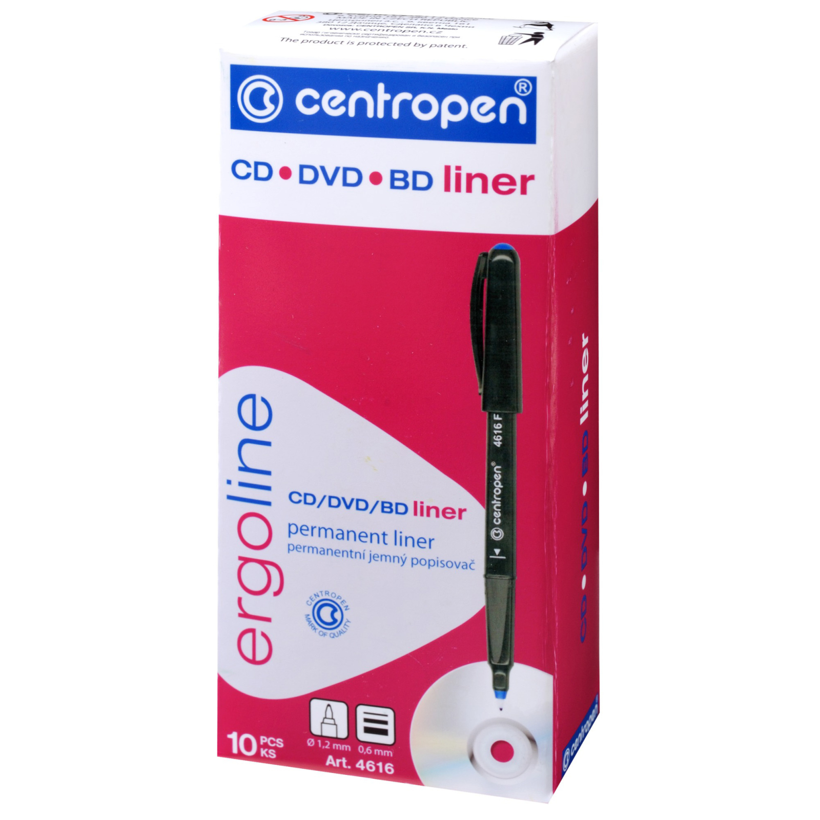 Маркер Centropen CD-Liner 4616 ergoline, 0,6 мм red (4616/02) зображення 2
