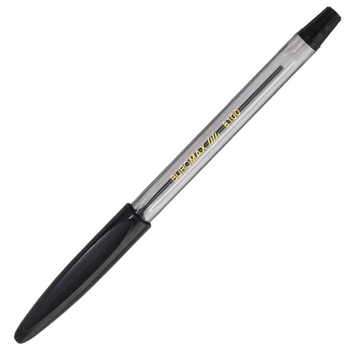 Ручка шариковая Buromax non-retractable JOBMAX, rubber grip, black (BM.8100-02)