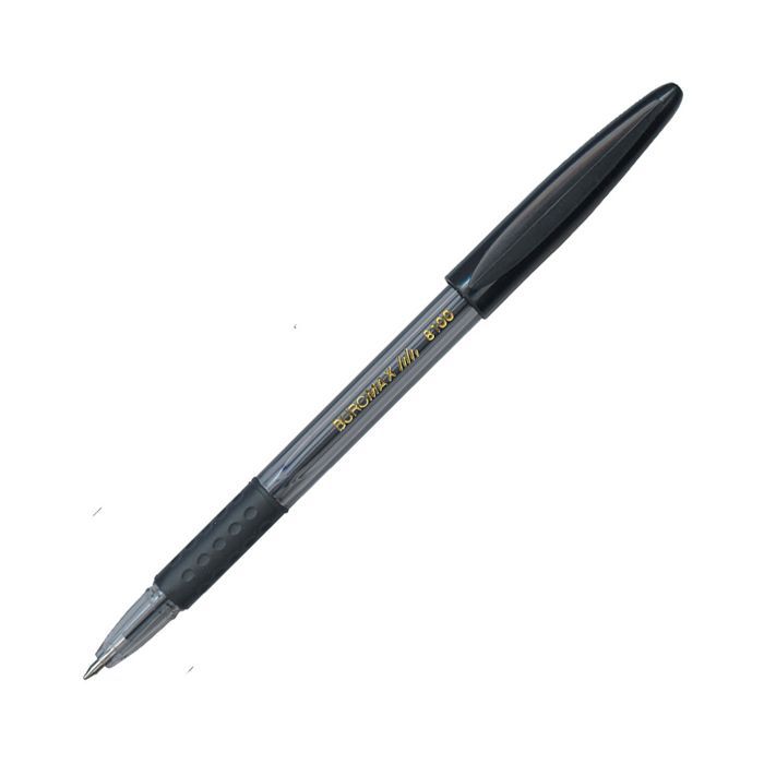Ручка шариковая Buromax non-retractable JOBMAX, rubber grip, black (BM.8100-02) изображение 2