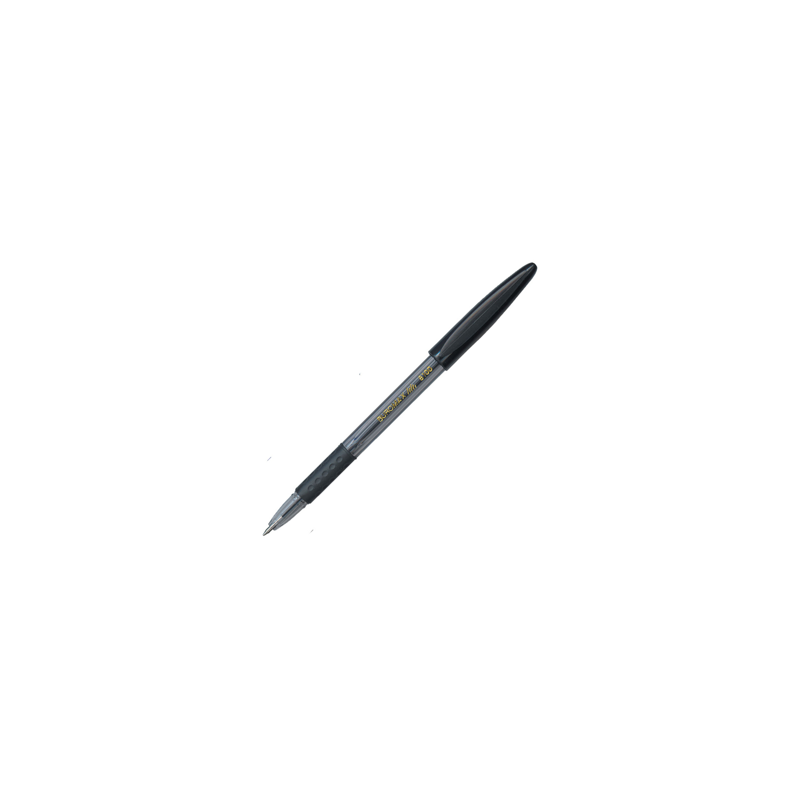 Ручка шариковая Buromax non-retractable JOBMAX, rubber grip, black (BM.8100-02) изображение 2