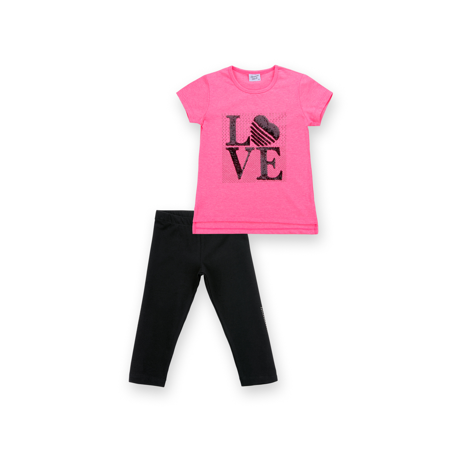 Набор детской одежды Breeze с надписью "LOVE" из пайеток (8307-152G-pink)