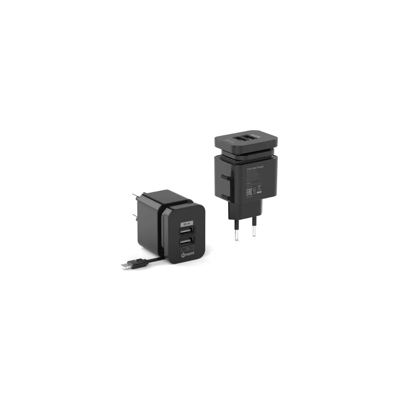 Зарядний пристрій Nomi HC05213 2*USB 2.1A Black (173968) зображення 3