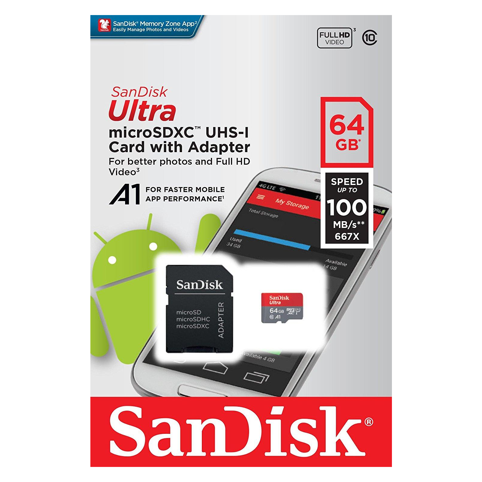 Карта памяти SanDisk 64GB microSDXC class 10 UHS-I A1 Ultra (SDSQUAR-064G-GN6TA) изображение 3