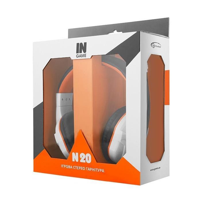 Наушники Gemix N20 White-Black-Orange Gaming изображение 5