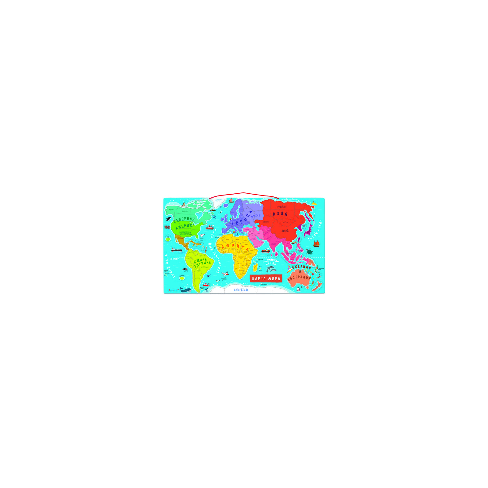 Развивающая игрушка Janod Магнитная карта мира (рус.язык) (J05483) изображение 2
