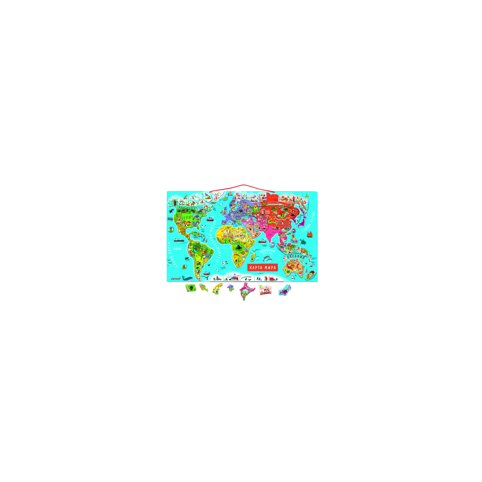 Развивающая игрушка Janod Магнитная карта мира (рус.язык) (J05483) изображение 4