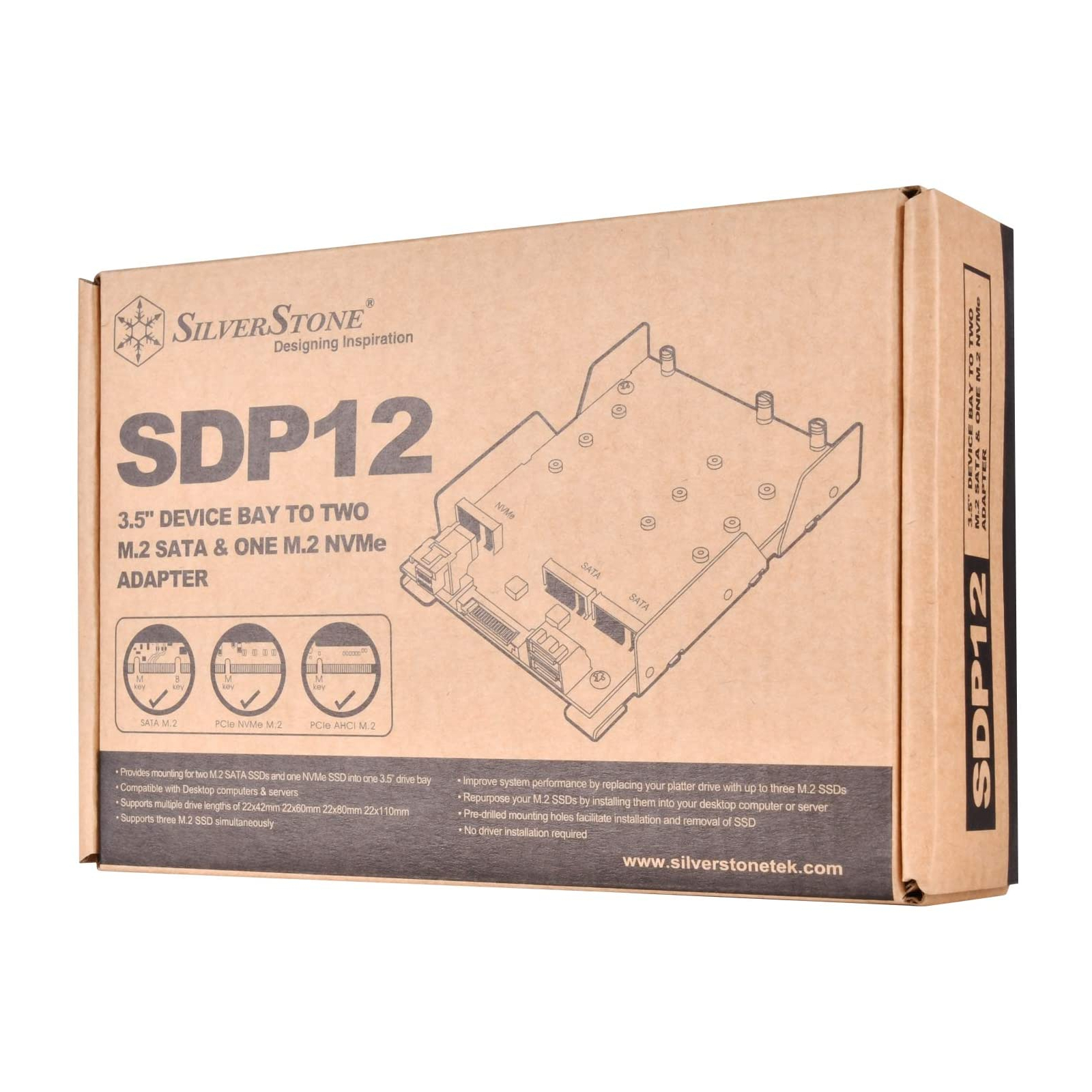 Адаптер Silver Stone 1xSFF-8643 2xSATA до SSD 2x m.2 SATA та NVMe (SST-SDP12) зображення 12