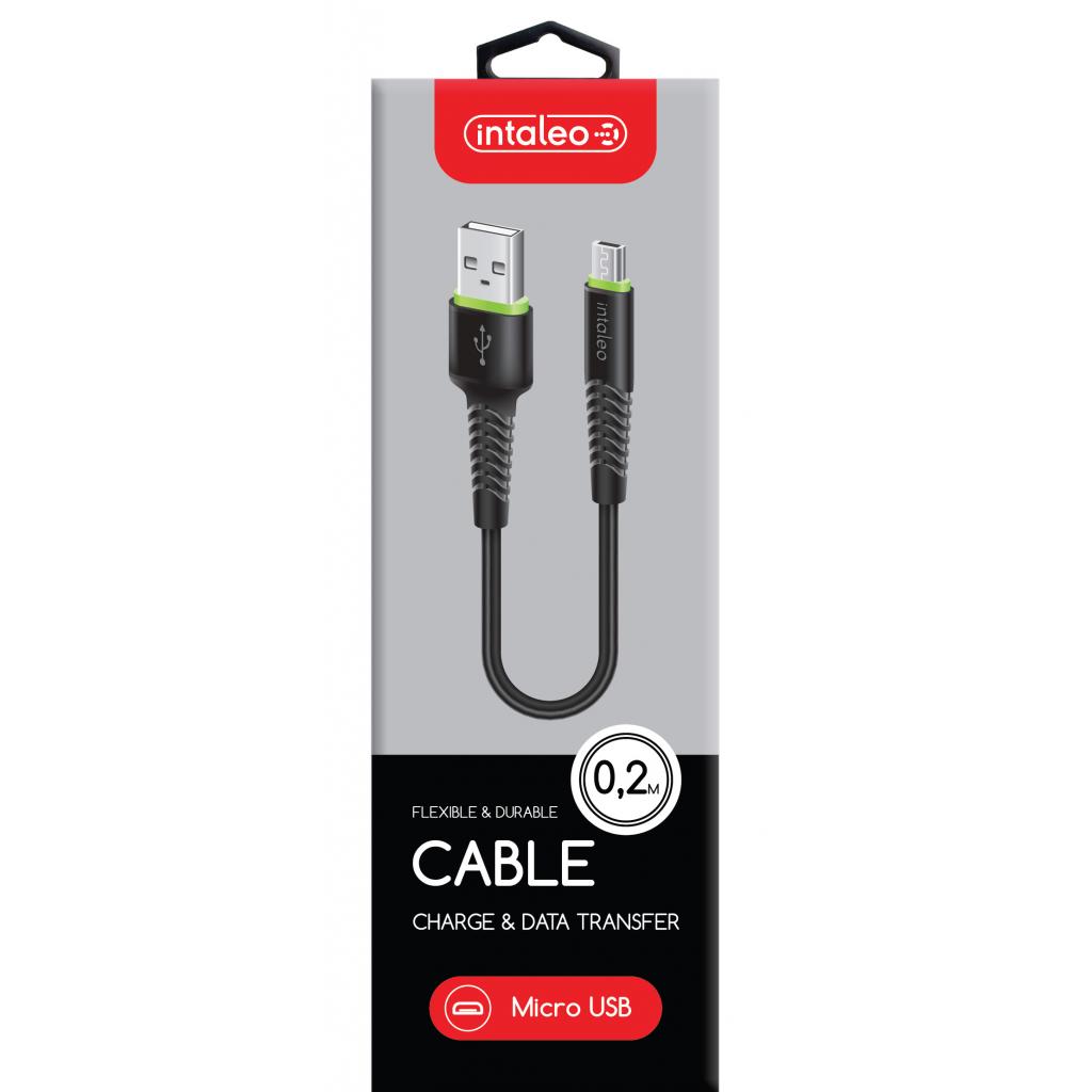Дата кабель USB 2.0 AM to Micro 5P 0.2m CBFLEXM0 black Intaleo (1283126487422) зображення 2