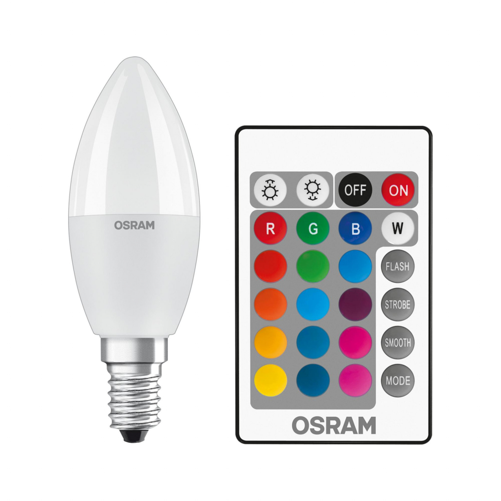 Лампочка Osram LED В40 4.5W 470Lm 2700К+RGB E14 пульт ДУ (4058075430853) изображение 2