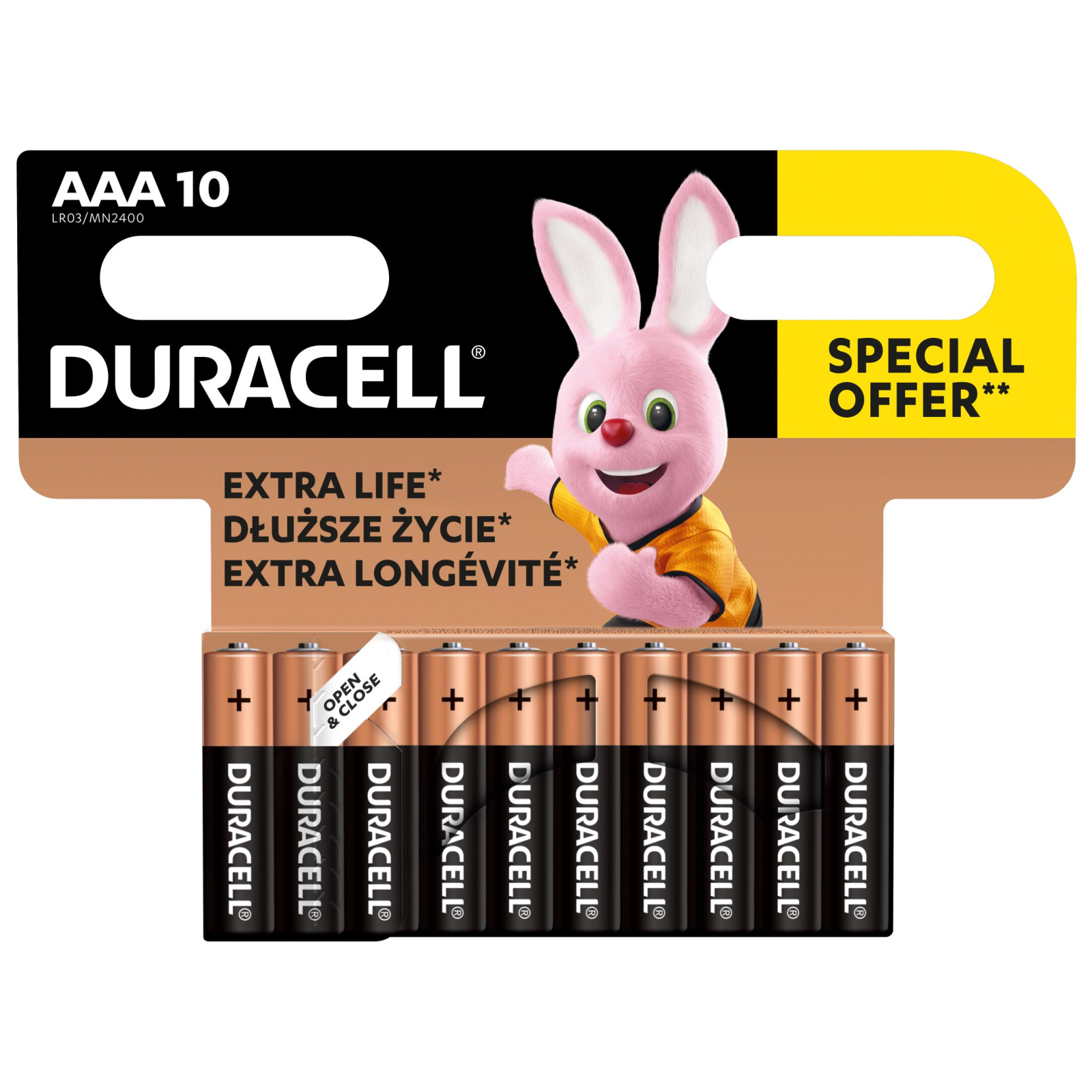 Батарейка Duracell AAA лужні 10 шт. в упаковці (5002509/5006462) изображение 2