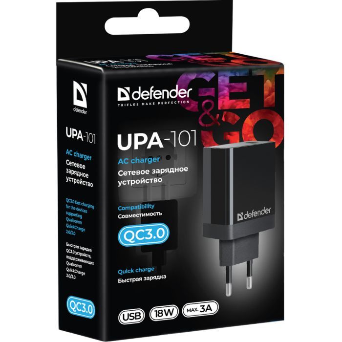 Зарядное устройство Defender UPA-101 black, 1 USB, QC 3.0, 18W (83573) изображение 3