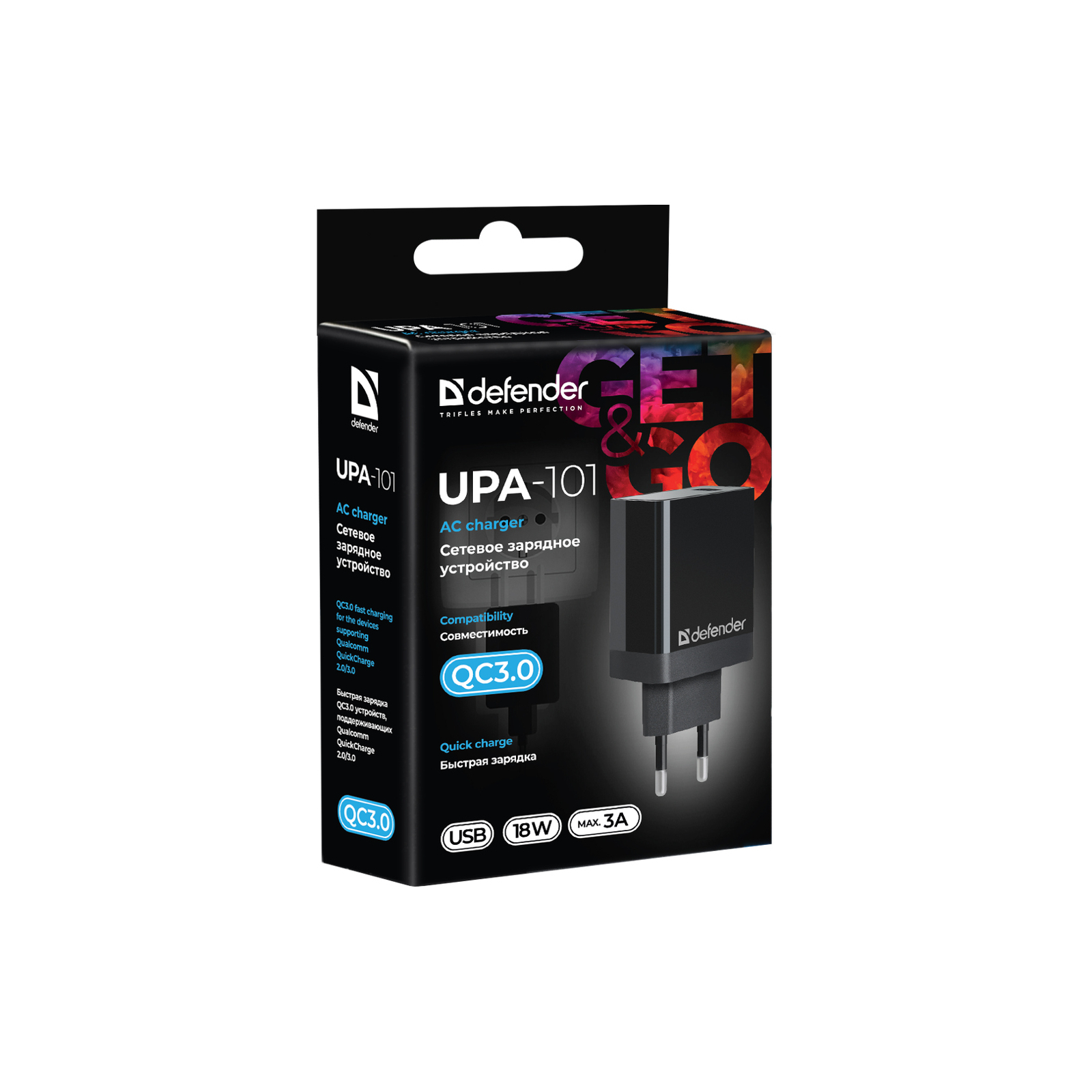 Зарядное устройство Defender UPA-101 black, 1 USB, QC 3.0, 18W (83573) изображение 3