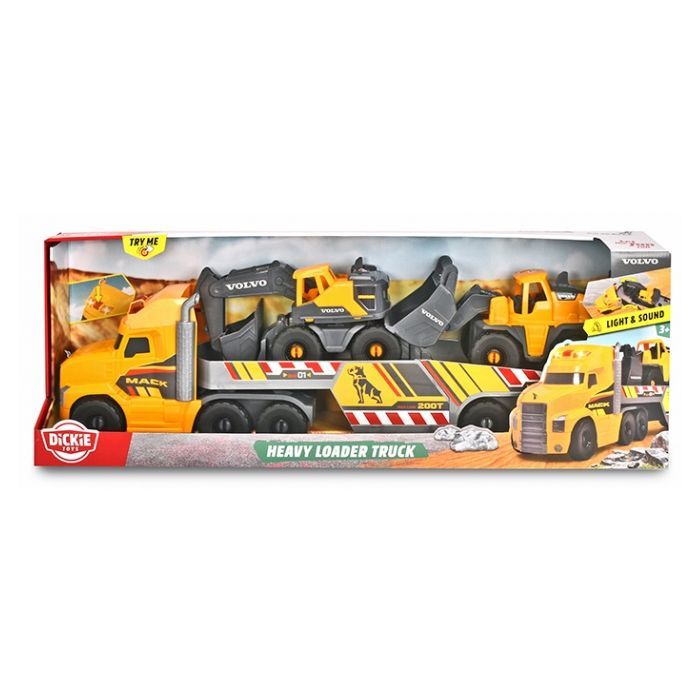 Ігровий набір Dickie Toys Вантажівка Мак з причепом, екскаватором і навантажувачем Вол (3729012) зображення 2