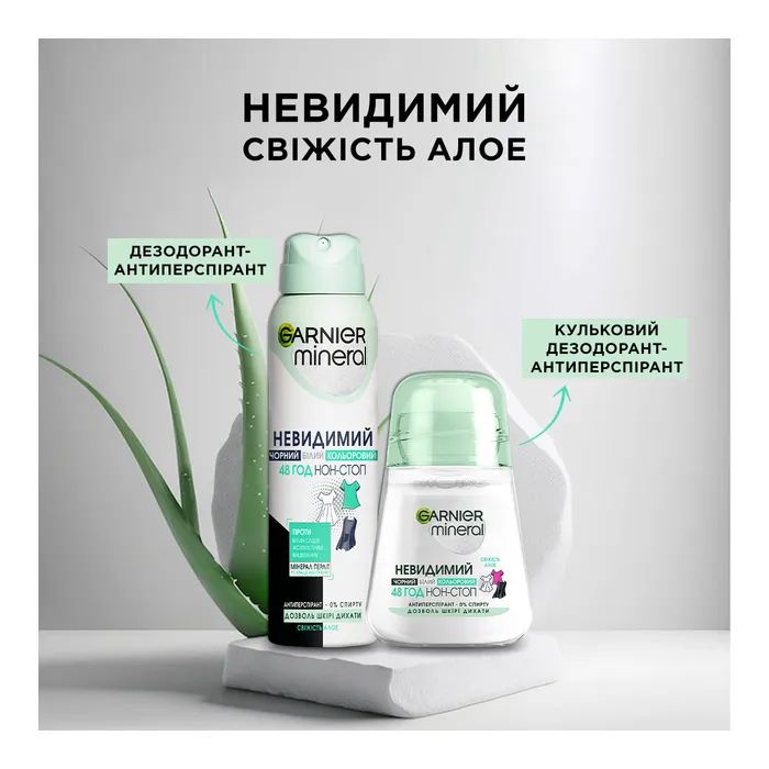 Антиперспирант Garnier Mineral Невидимый Свежесть Алоэ роликовый 50 мл (3600541414020) изображение 6