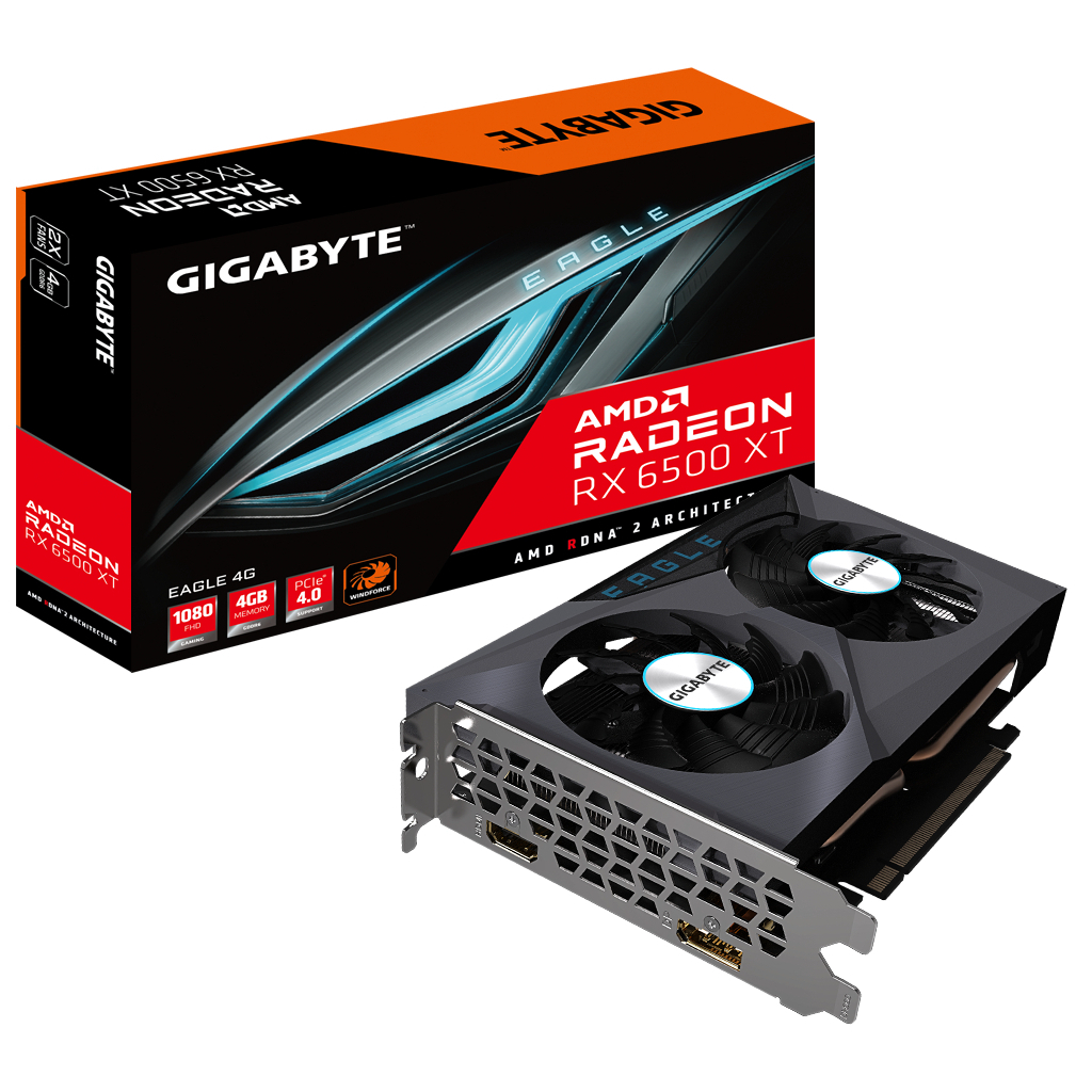 Видеокарта GIGABYTE Radeon RX 6500 XT 4Gb EAGLE (GV-R65XTEAGLE-4GD)