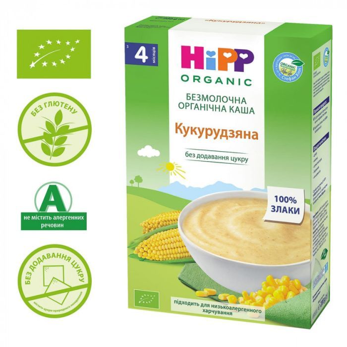 Детская каша HiPP органическая Кукурузная +4 мес. 200 гр (9062300139911)