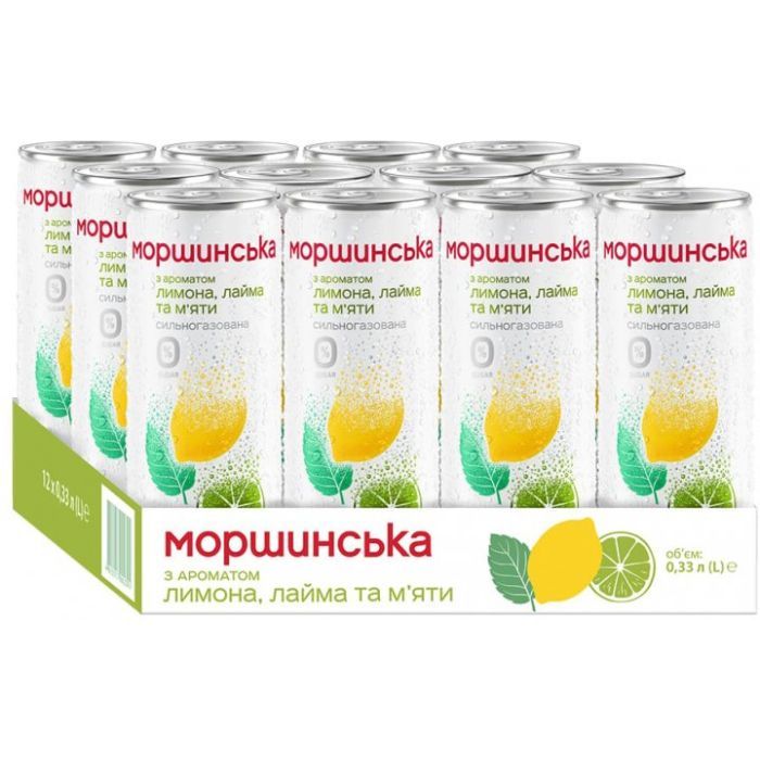 Минеральная вода Моршинська с ароматом Лимон-Лайм-Мята 0.33 газ ж/б изображение 2