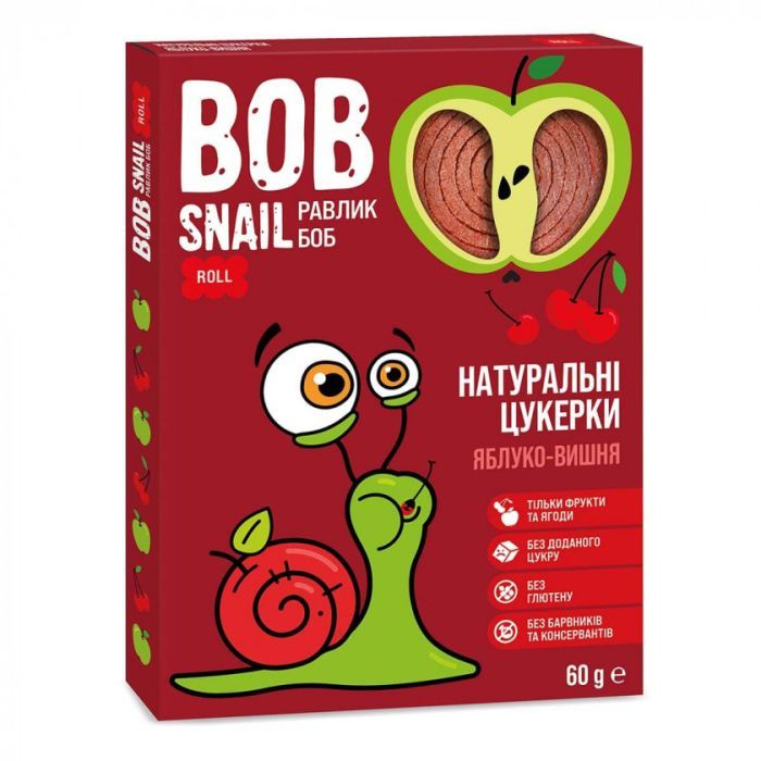 Конфета Bob Snail Улитка Боб Яблучно-вишневий 60 г (4820162520347)