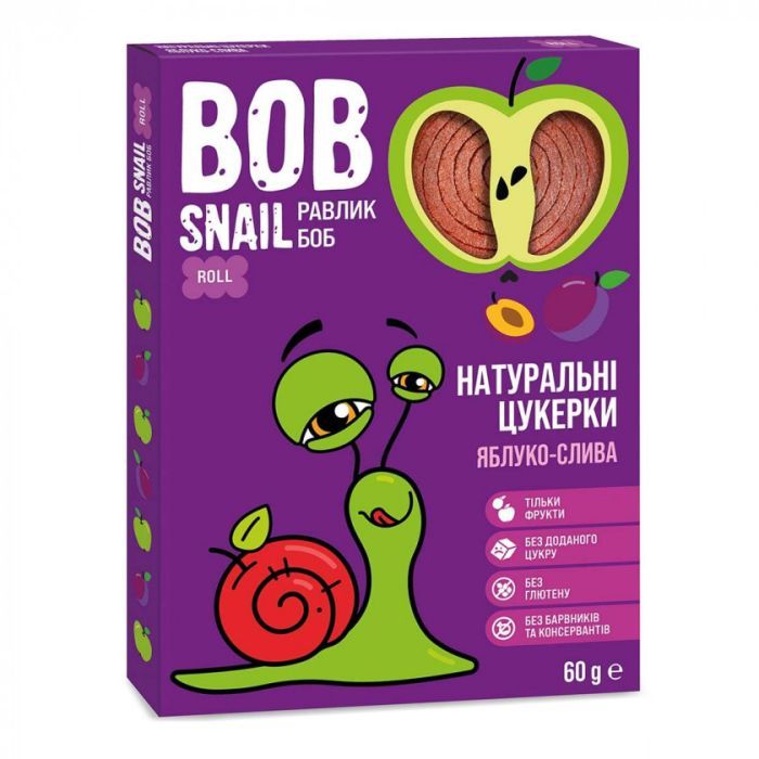 Конфета Bob Snail Улитка Боб яблочно-сливовые 60 г (4820162520361)