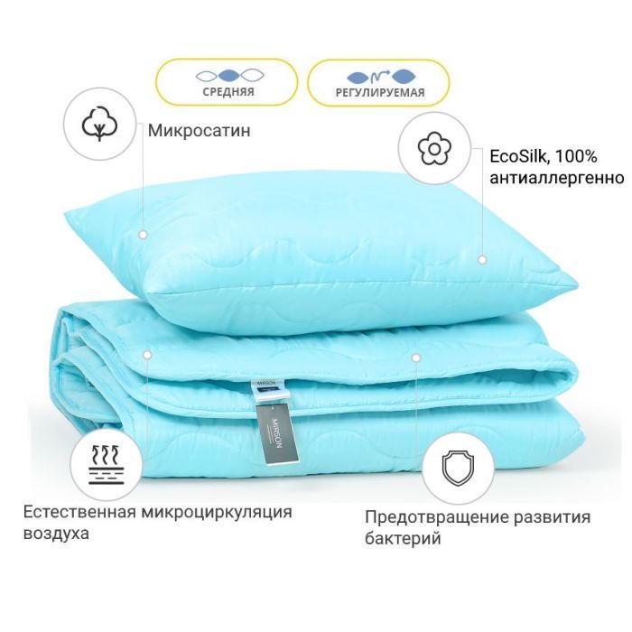 Одеяло MirSon Набор EcoSilk №1658 Eco Light Blue Одеяло 220х240+ подушка (2200002655064) изображение 2