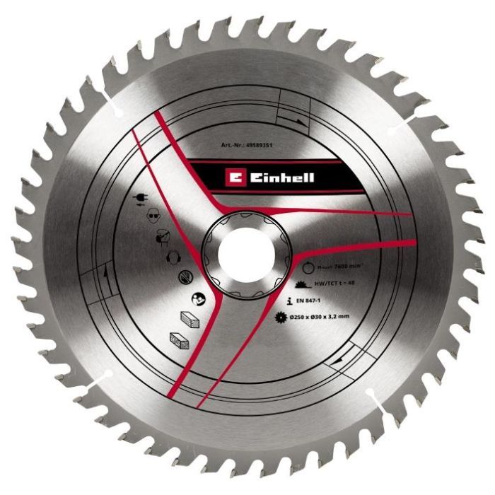 Диск пильний Einhell TCT KWB, 250х30 мм, 48 зуб. (589351)
