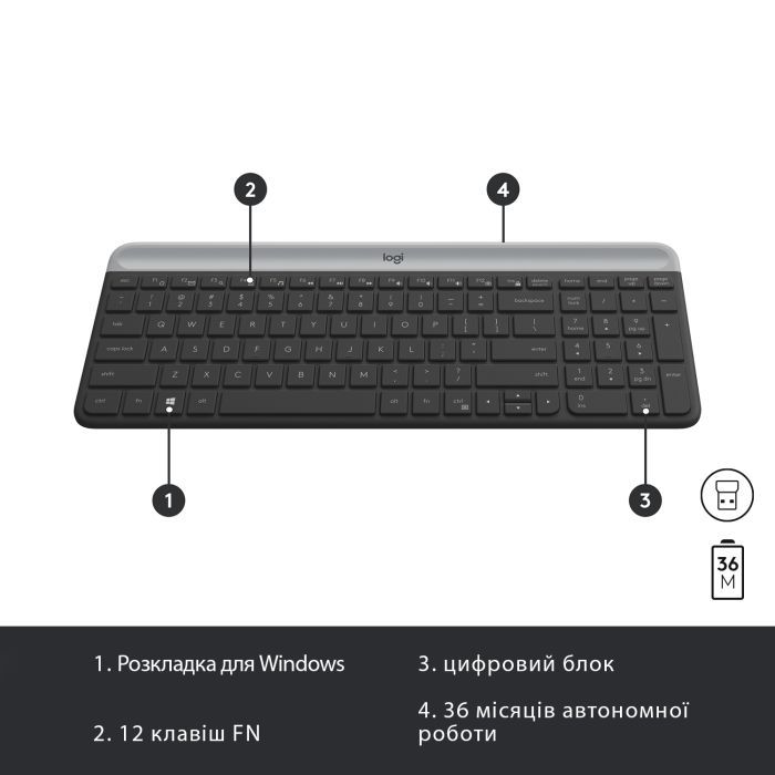 Комплект Logitech MK470 Slim Wireless UA Graphite (920-009204) изображение 6