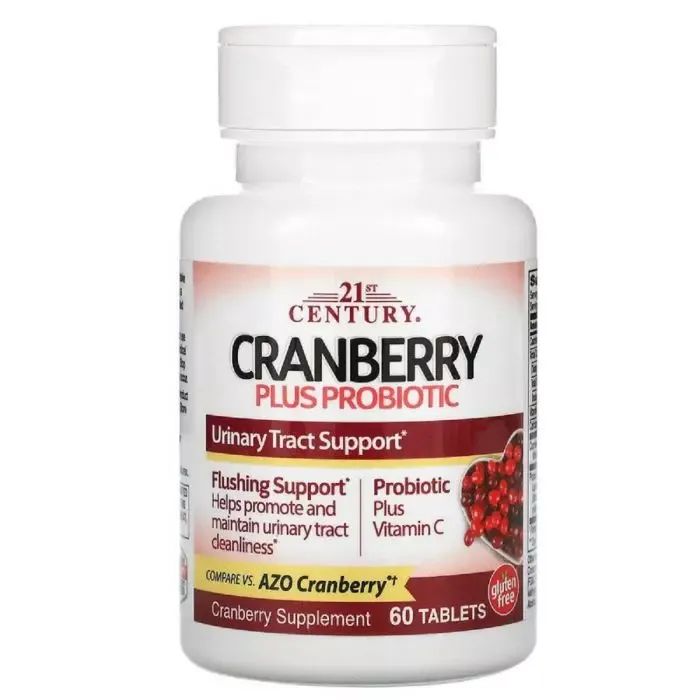 Трави 21st Century Журавлина з пробіотиком, Cranberry Plus Probiotic, 60 таблеток (CEN-27848) зображення 3