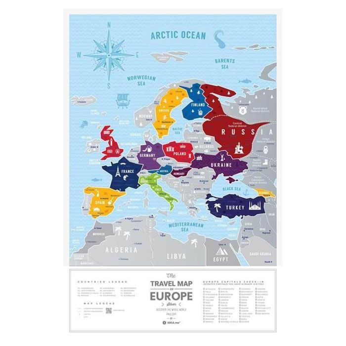 Скретч карта 1DEA.me Travel Map Silver Europe (13009) изображение 2