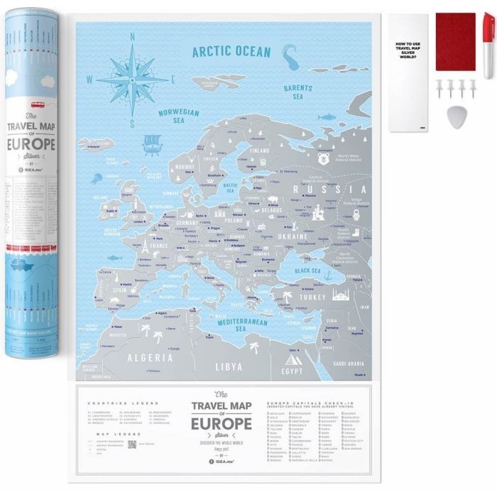 Скретч карта 1DEA.me Travel Map Silver Europe (13009) изображение 5