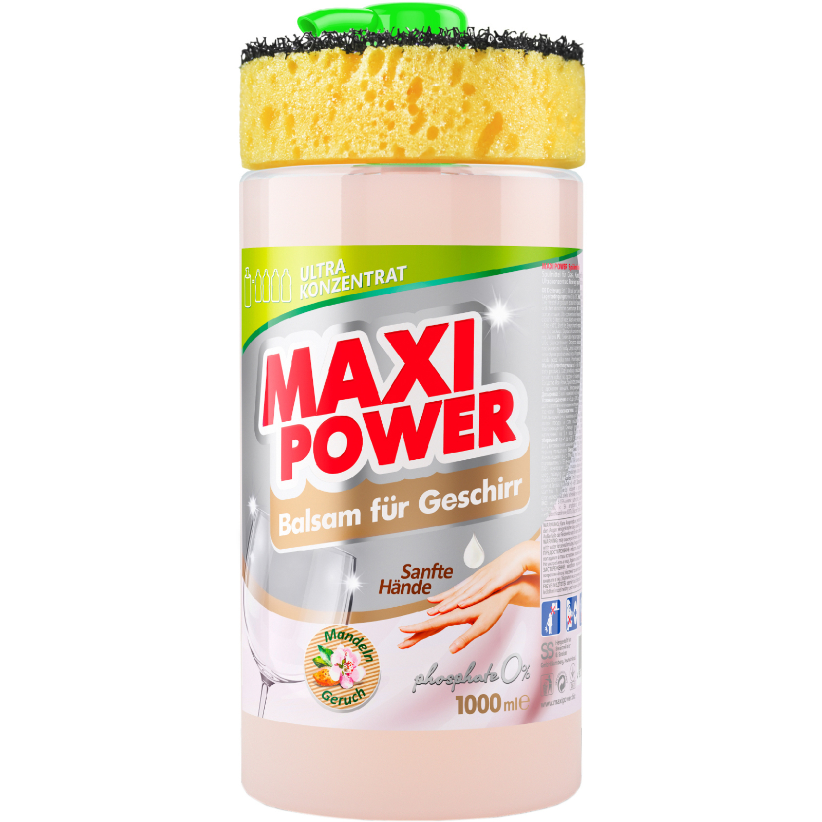 Средство для ручного мытья посуды Maxi Power Миндаль запаска 1000 мл (4823098412151)