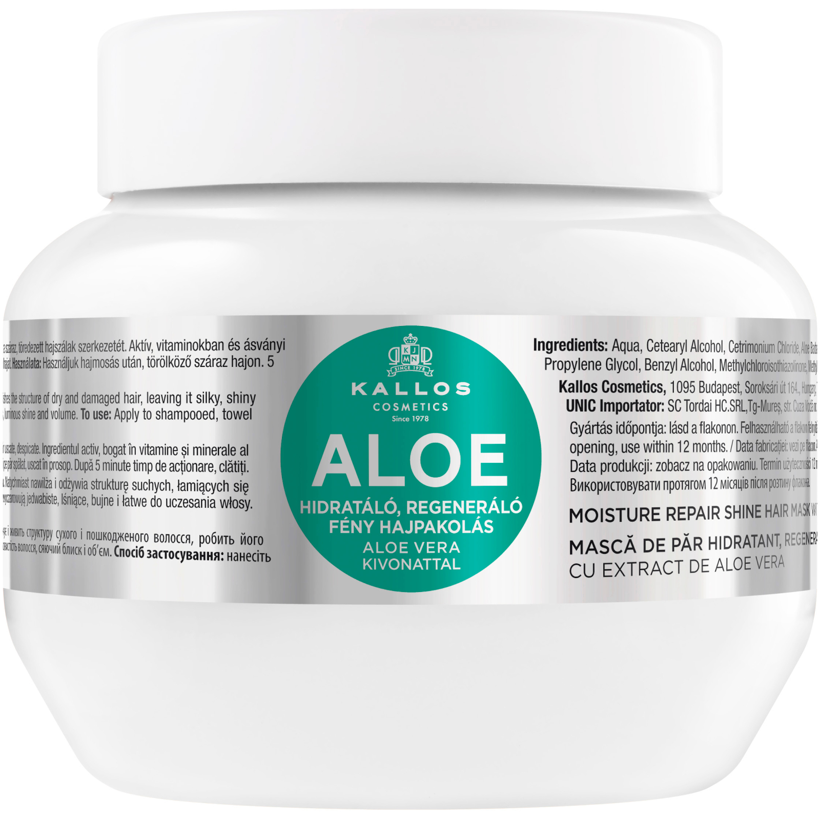 Маска для волос Kallos Cosmetics Aloe Увлажняющая с экстрактом алоэ вера 275 мл (5998889512033)