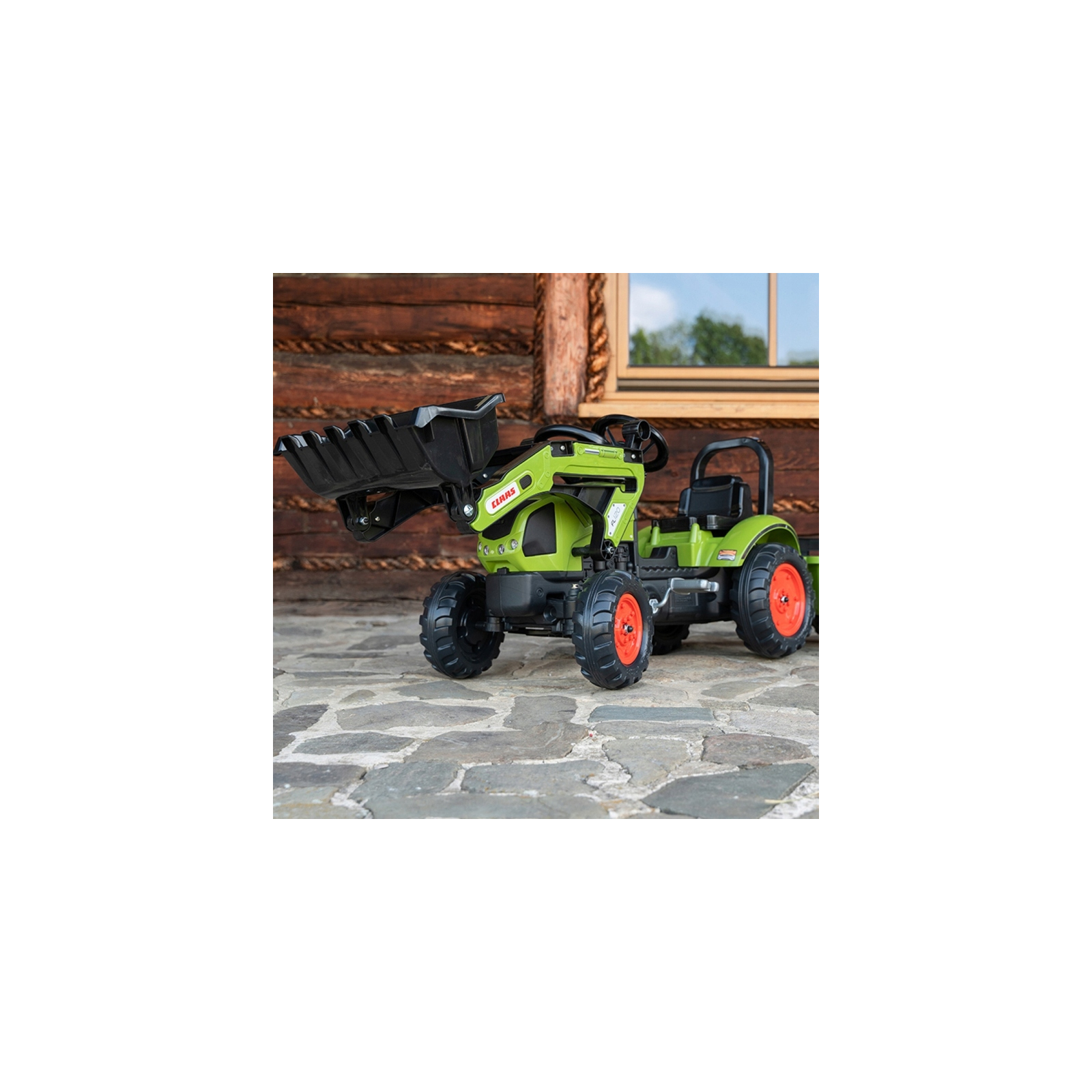Веломобіль Falk Claas Arion трактор з причепом і переднім ковшем Зелений (2040AM) зображення 5