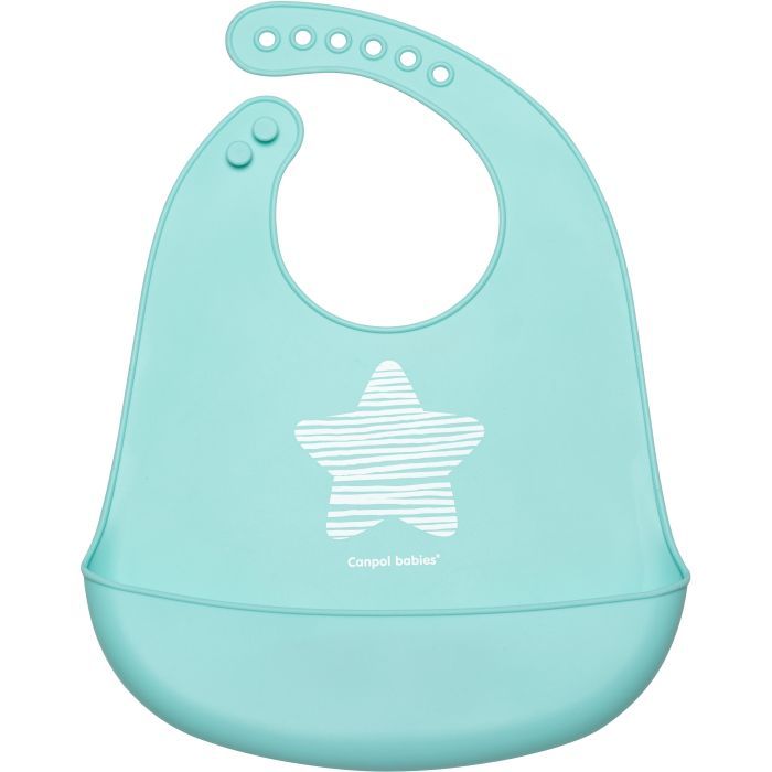 Слюнявчик Canpol babies Pastel силиконовый с карманом голубой (74/024_blu)