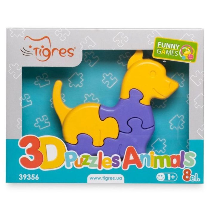 Развивающая игрушка Tigres 3D пазлы Животные - 1 шт, 8 элементов, желтый (39356) изображение 2