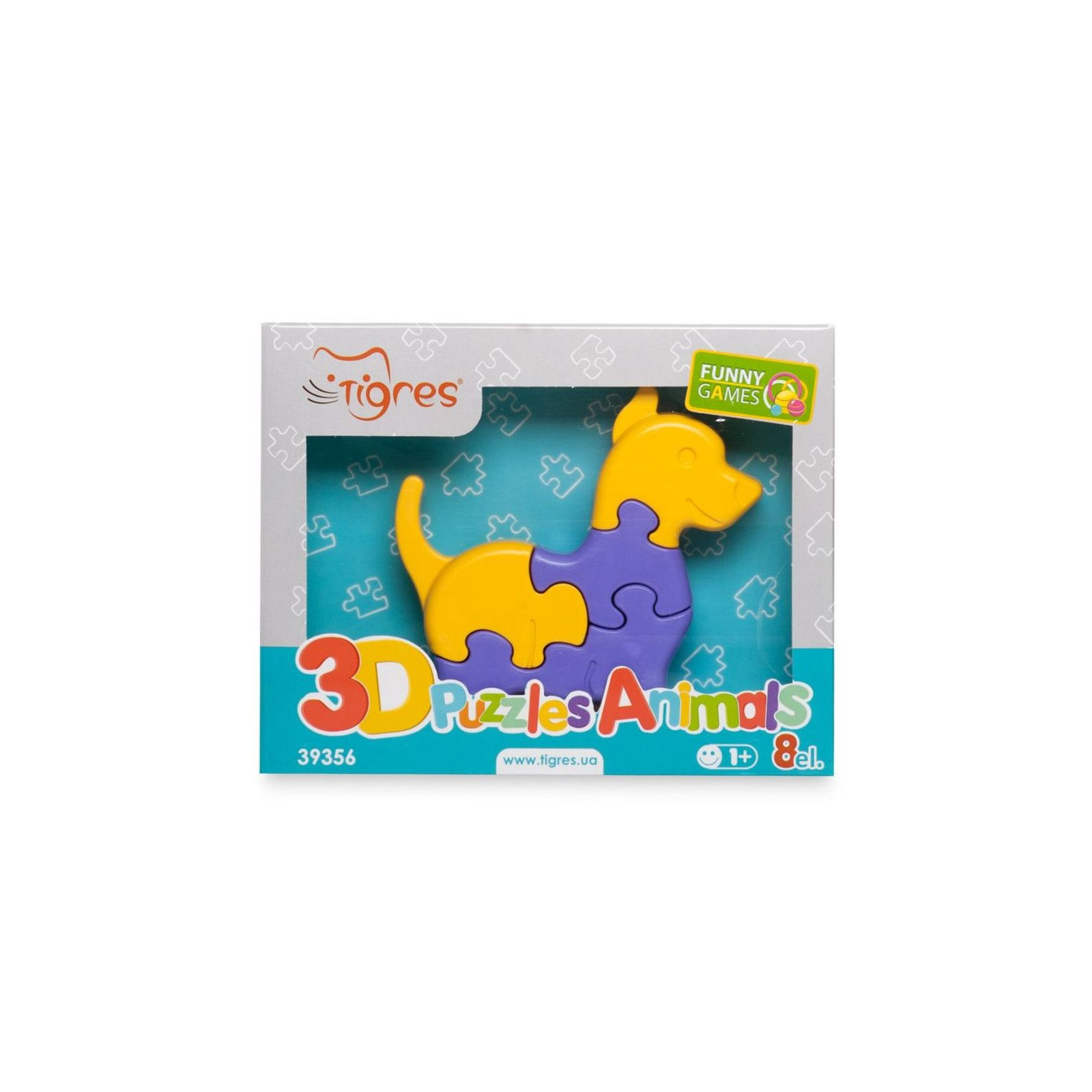 Развивающая игрушка Tigres 3D пазлы Животные - 1 шт, 8 элементов, желтый (39356) изображение 2