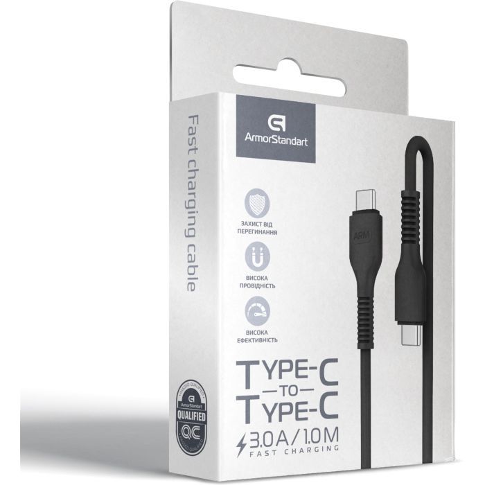 Дата кабель USB-C to USB-C 1.0m AR88 3A black Armorstandart (ARM65293) зображення 4