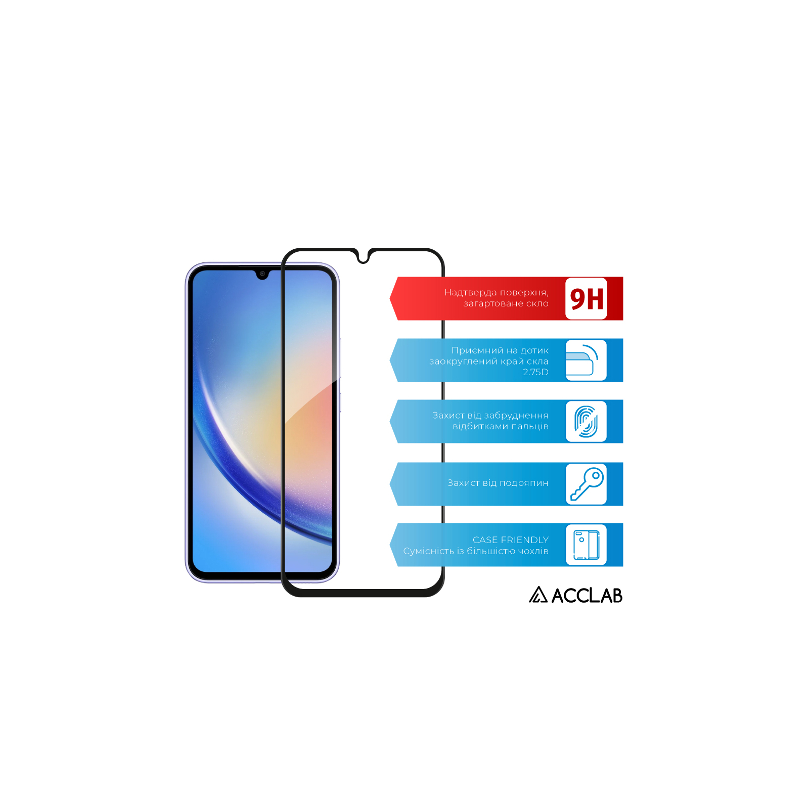 Скло захисне ACCLAB Full Glue Samsung A34 5G (1283126559808) зображення 3