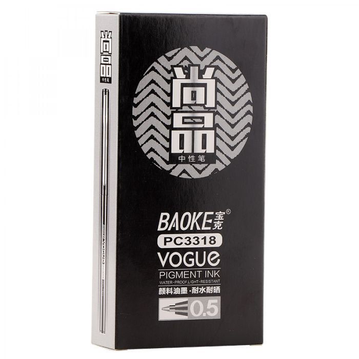 Ручка гелевая Baoke Vogue 0.5 мм, черная (PEN-BAO-PC3318-B) изображение 6
