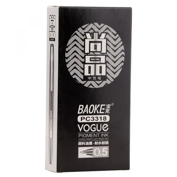 Ручка гелевая Baoke Vogue 0.5 мм, черная (PEN-BAO-PC3318-B) изображение 6