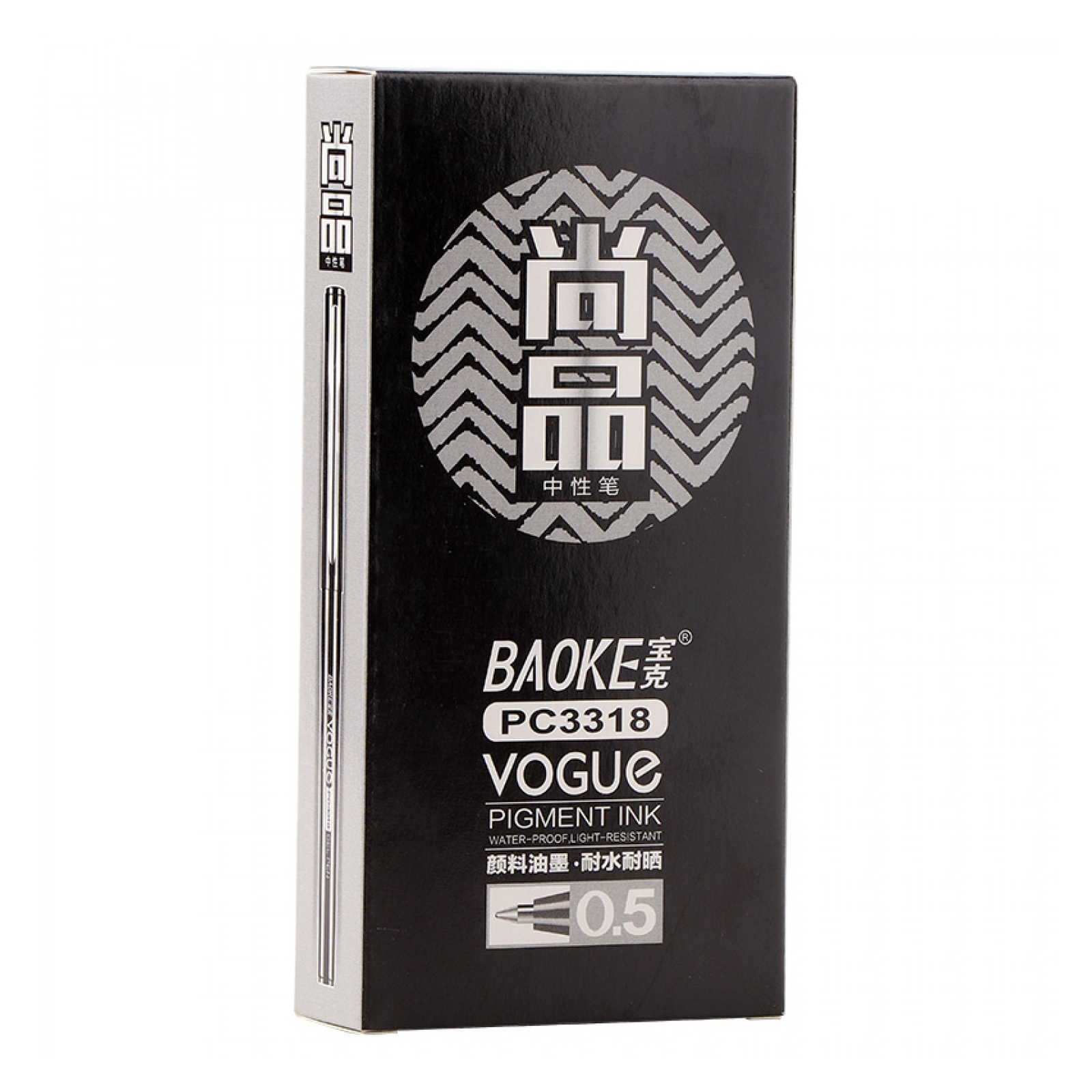 Ручка гелевая Baoke Vogue 0.5 мм, черная (PEN-BAO-PC3318-B) изображение 6