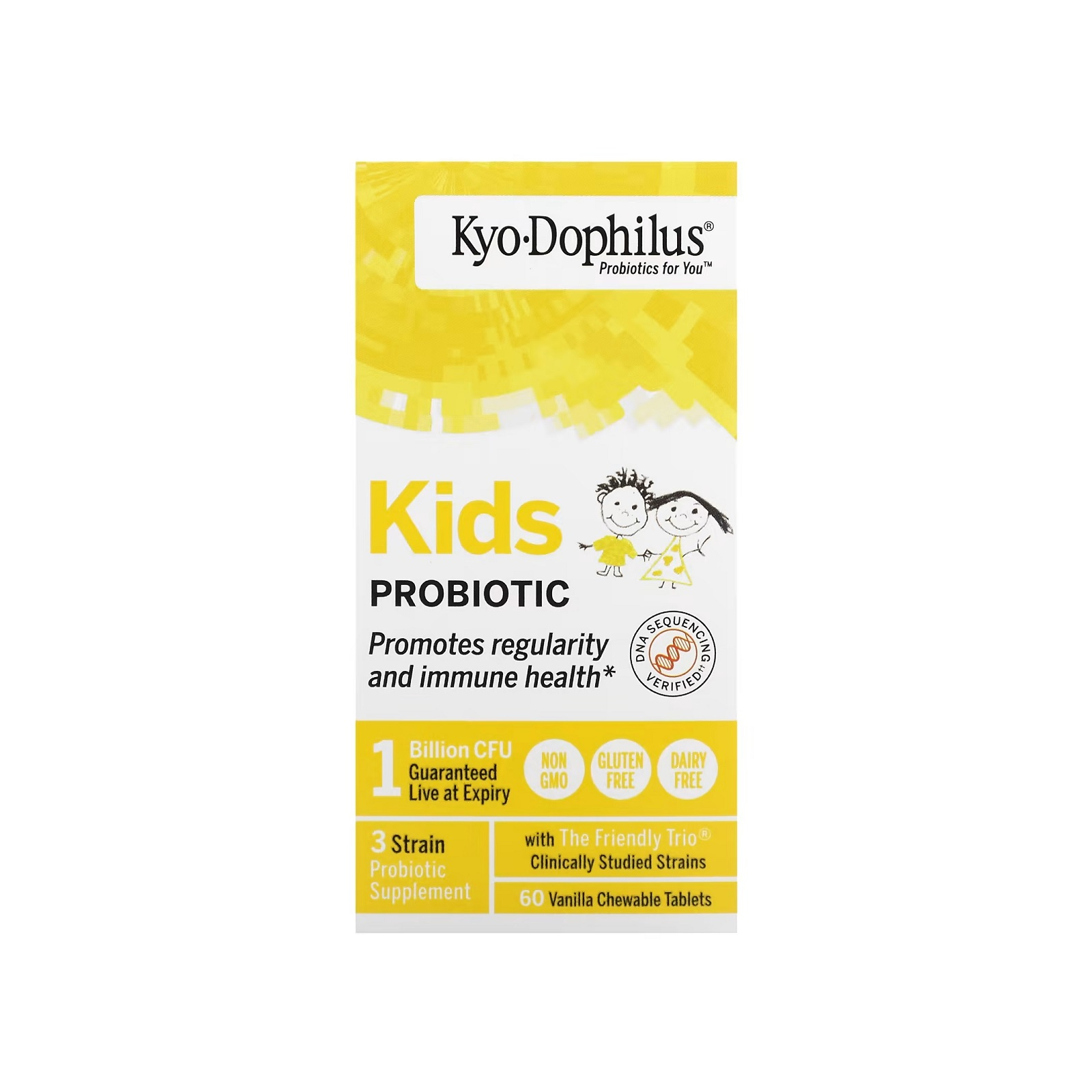 Пробіотики Kyolic Пробіотик для дітей, смак ванілі, Kids Probiotic, 60 жувальних. (WAK-60132)