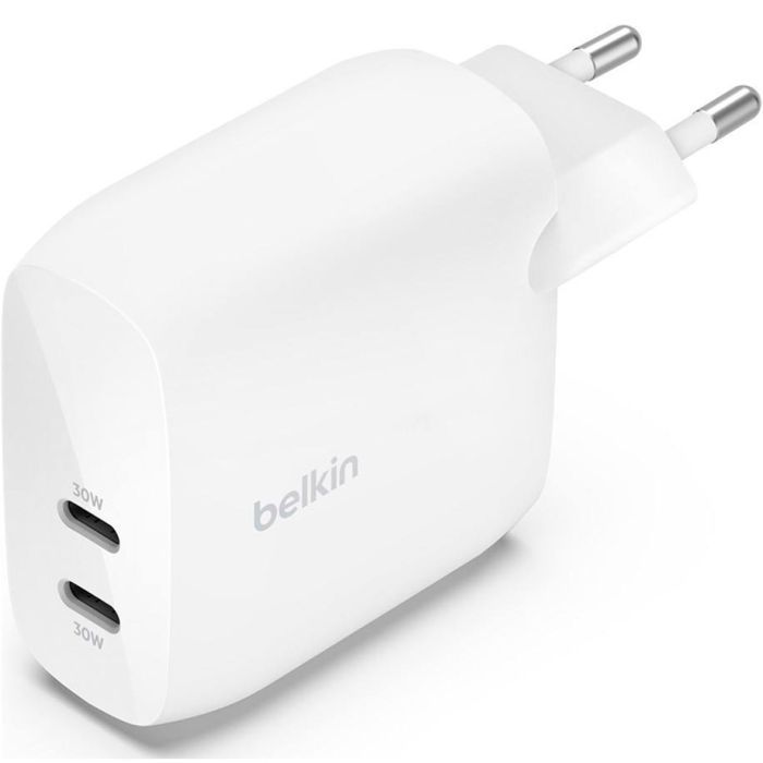 Зарядное устройство Belkin 30W 2хUSB-С PD PPS white (WCB010VFWH)