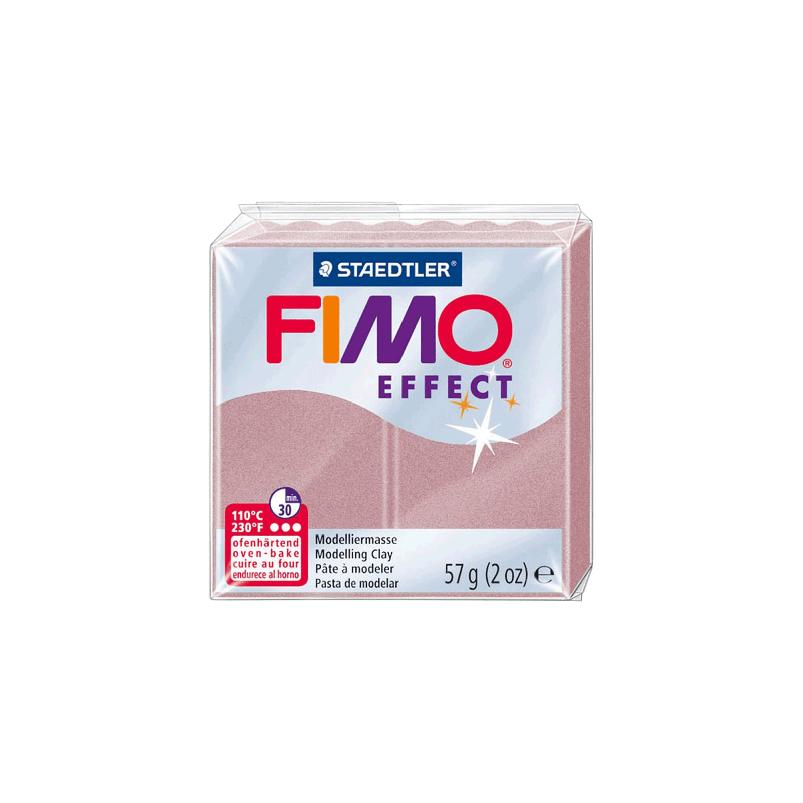 Пластика Fimo Effect, Розовое золото с блестками, 57 г (4007817096338)